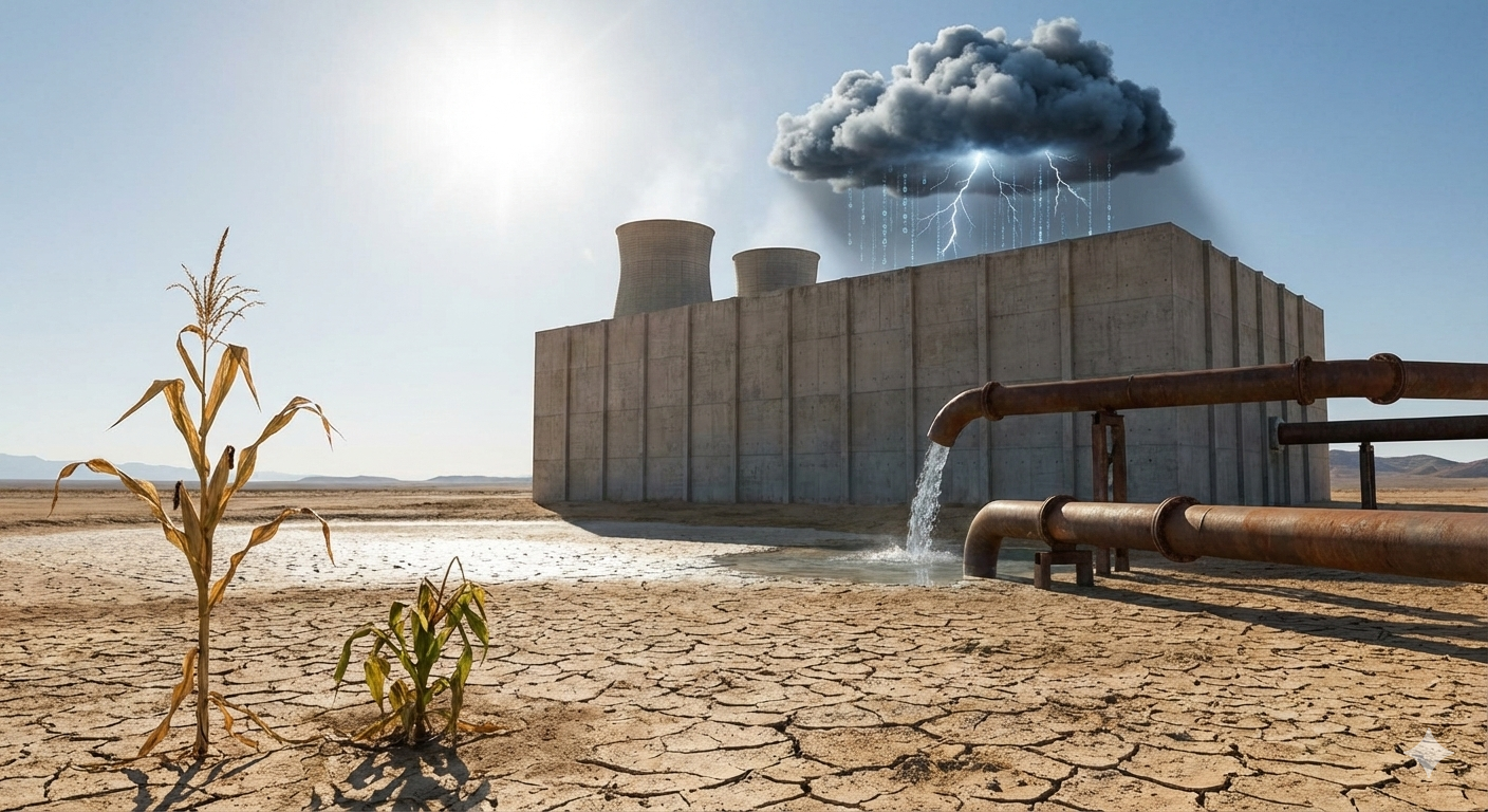 A Nuvem tem Sede: Como os Data Centers de IA Estão Drenando Aquíferos e Provocando Protestos de Agricultores da Espanha ao Uruguai.